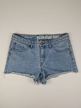 Volcom Denim Cutoff Shorts Womens Size 9 29 Light Wash Festival Jean Shorts